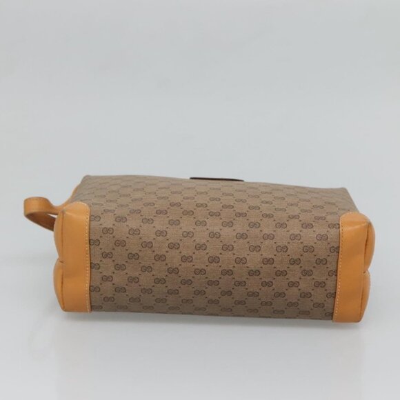 GUCCI Micro GG Supreme Clutch Bag PVC Beige Gold Auth - Picture 10 of 16